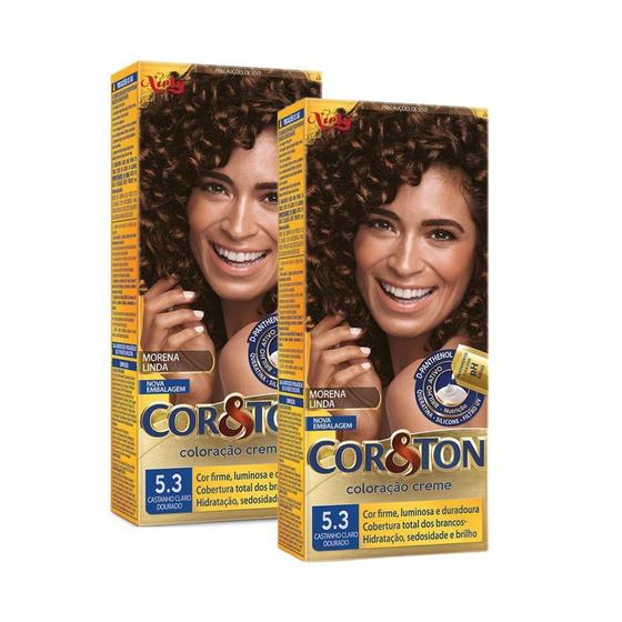 Imagem de Kit 2 Coloração Niely Cor&Ton Castanho Claro Dourado 5.3