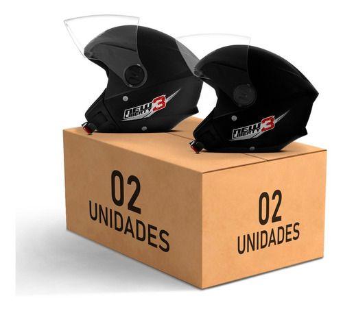 Imagem de Kit 2 Com Capacetes Para Moto Barato Masculino New Liberty 3 Preto Fosco - Preto Tamanho 60
