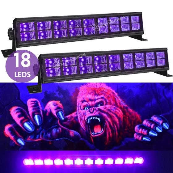 Imagem de Kit 2 Com Ribalta Luz Negra Com 18 LEDs Ultra Violeta LKUV9X2