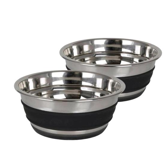 Imagem de Kit 2 Comedouro e Bebedouro G para Cachorro Com Lousa Durapet Bowl em Aço Inox