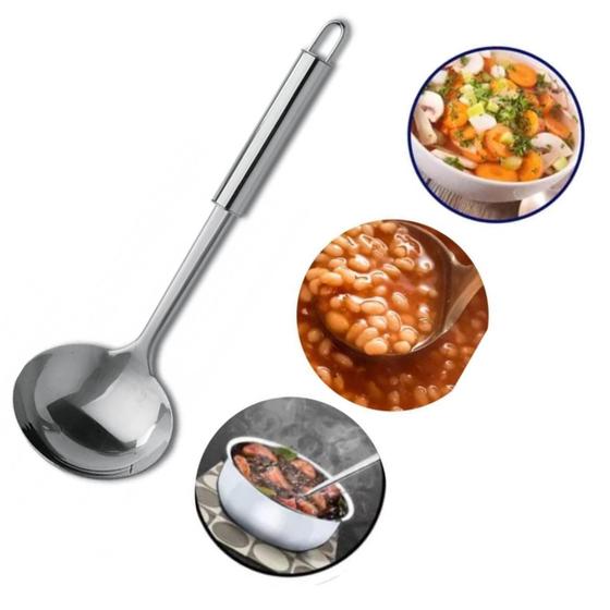 Imagem de Kit 2 Concha De Cozinha Feijão Utensilio Em Aço Inox 33cm