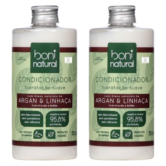 Imagem de Kit 2 Condicionador No Poo Boni Natural Argan e Linhaça