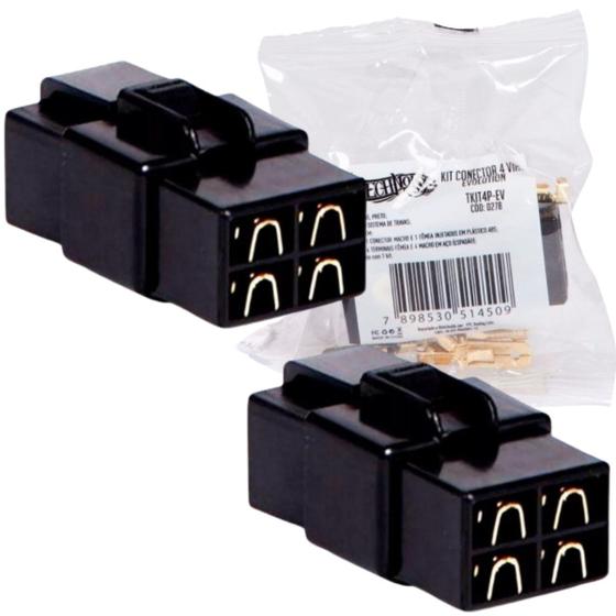 Imagem de Kit 2 Conector 4 Vias Technoise Com Trava Macho E Fêmea Som