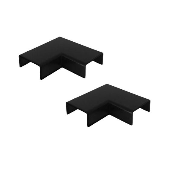 Imagem de Kit 2 Conexão Curva Cotovelo Externo Canaleta Preto 20X10Mm