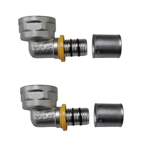 Imagem de Kit 2 Conexão Joelho Cotovelo Para Gás 90 16Mm Rf 1/2'' Pex