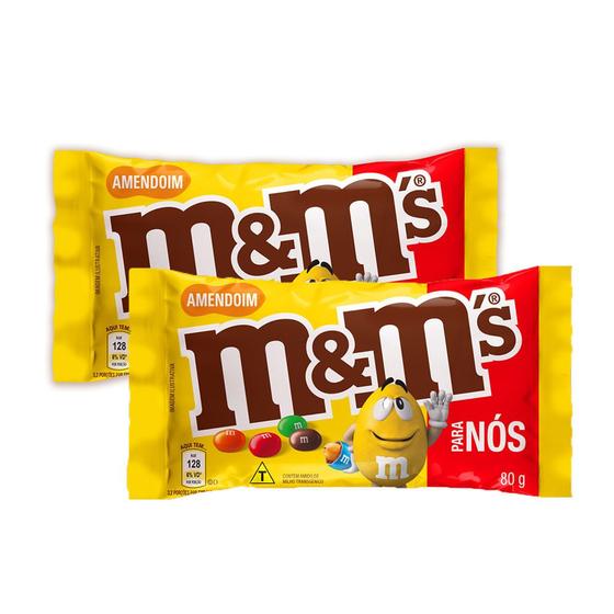 Imagem de Kit 2 Confeitos M&M Amendoim 80g