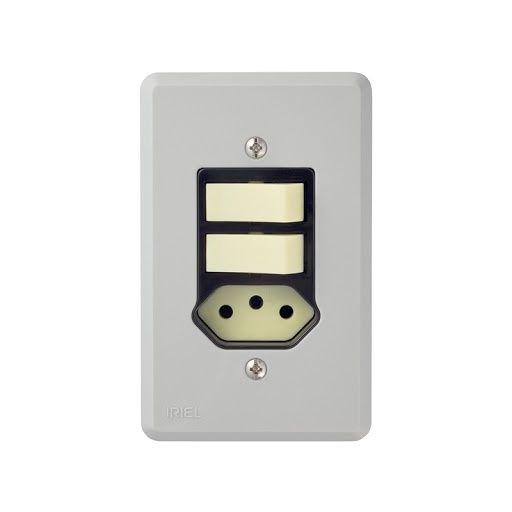 Imagem de Kit 2 Conjunto 4x2 Interruptor 1 Teclas Simples  + 1 Tecla Paralela + tomada 10A Cinza - Lorenzetti