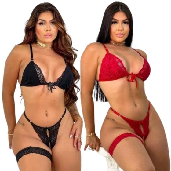 Kit 2 Conjunto Calcinha E Sutiã Lingerie Feminino Renda Fio Dental Luxo Langerie Night Menor preço em Kit 2 Conjunto Calcinha E Sutiã Lingerie Feminino Renda Fio Dental Luxo Langerie Night