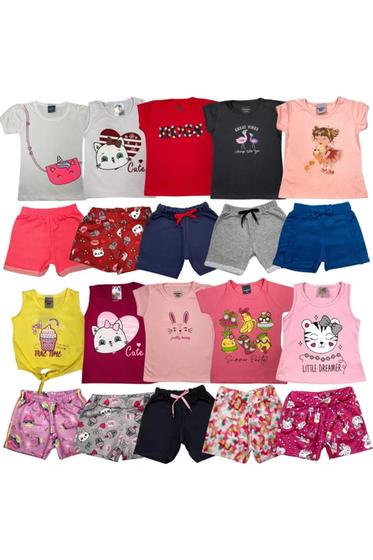 Imagem de Kit 2 Conjunto Infantil Estampas Variadas Camiseta + short