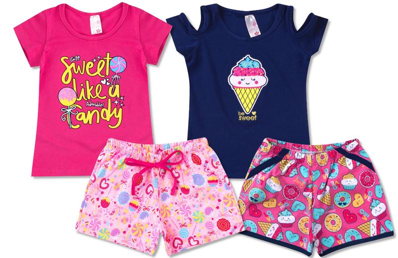 Imagem de Kit 2 Conjunto Infantil Feminino Roupa de Verão Menina