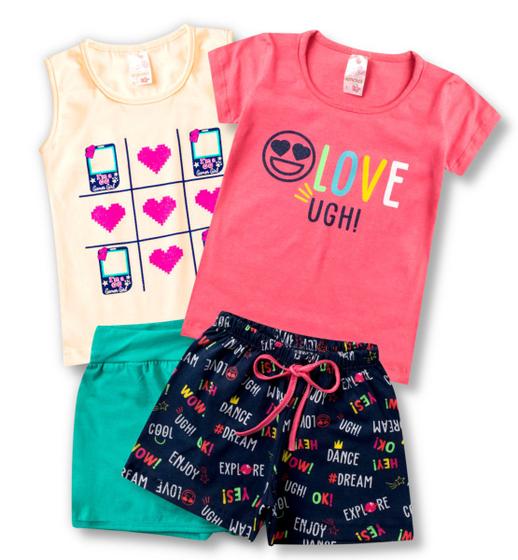 Imagem de Kit 2 Conjunto Infantil Feminino Roupa de Verão Menina