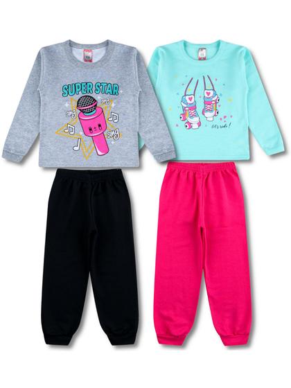 Imagem de Kit 2 Conjunto Infantil Moletom Menina Roupa Atacado