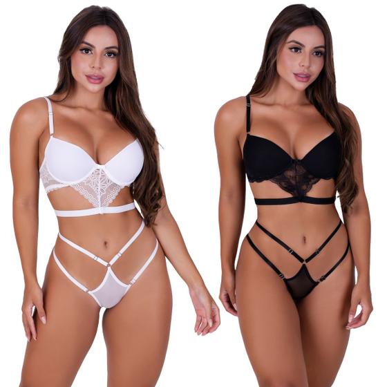 Imagem de Kit 2 Conjunto Lingerie Com Bojo Tule Sexy