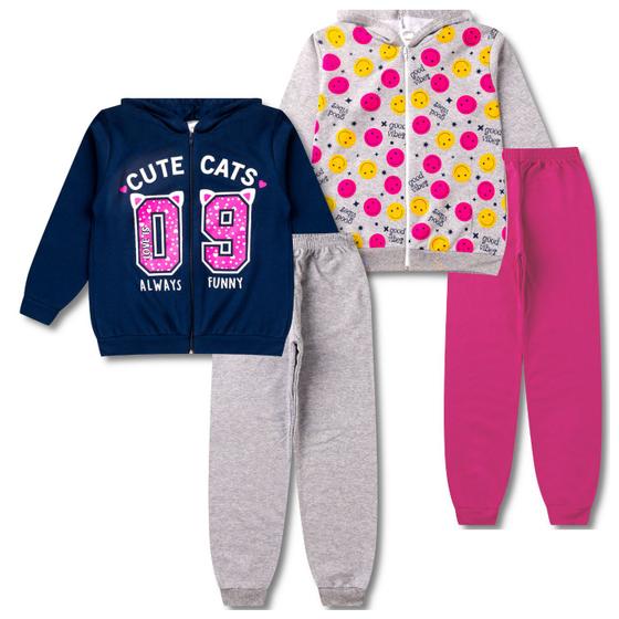 Imagem de Kit 2 Conjunto Moletom Juvenil Roupa Menina Atacado