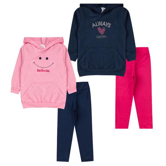 Imagem de Kit 2 Conjuntos Feminino Moletom Inverno Moda Infantil