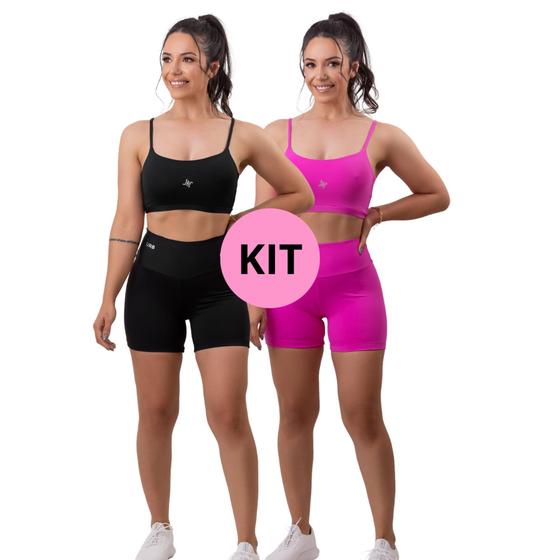 Imagem de Kit 2 conjuntos fitness top + bermuda de academia em poliamida- urbativa fitness