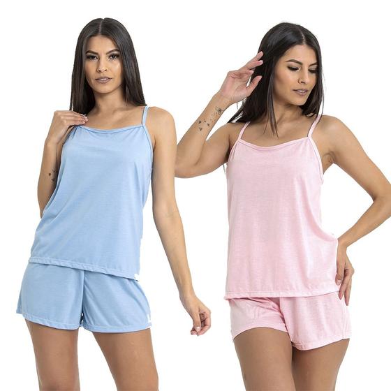 Imagem de Kit 2 Conjuntos Pijama Feminino Curto Baby Doll Fresquinho