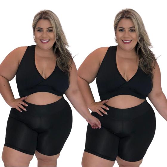 Imagem de Kit 2 Conjuntos Short e Top Plus Size Roupa Fitness Academia