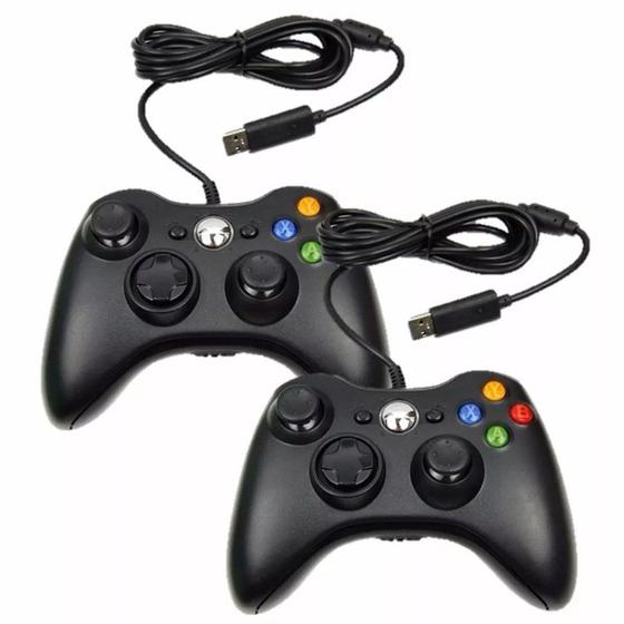 Imagem de Kit 2 Controle Compatível com Xbox 360 Computador Pc Com Fio Joystick