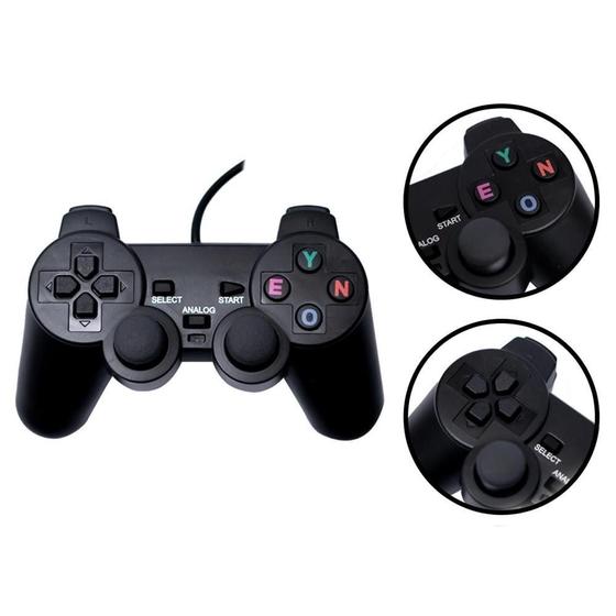 Imagem de Kit 2 Controles Compatível com Ps2 Com Fio Manete Jogos Alta Resistência