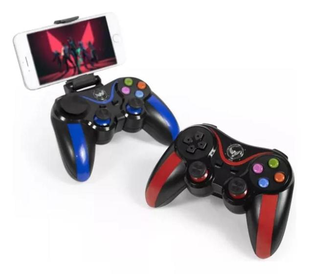 Imagem de kit 2 Controles GamePad Joystick Compatível Pc Android ios Tabled e Smart TV  Sem Fio Bluetooth Wireles  Presente dias dos Namorados