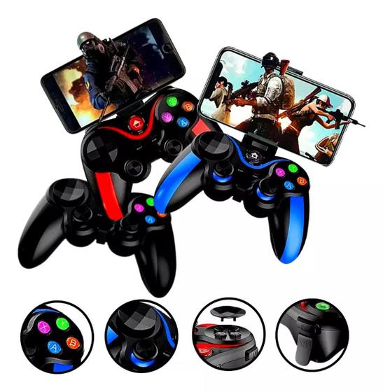 Imagem de Kit 2 Controles  GamePad Joystick Compatível Pc Android ios Tabled Sem Fio Bluetooth Wireles