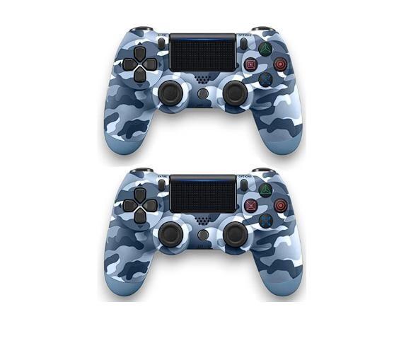 Imagem de Kit 2 Controles Sem Fio Compativel Ps 4 Pc Gamer Joystick Manete Camuflado Doubleshock