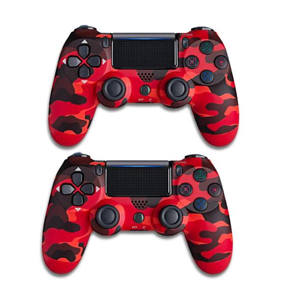 Imagem de Kit 2 Controles Sem Fio Compativel Ps 4 Pc Gamer Joystick Manete Camuflado