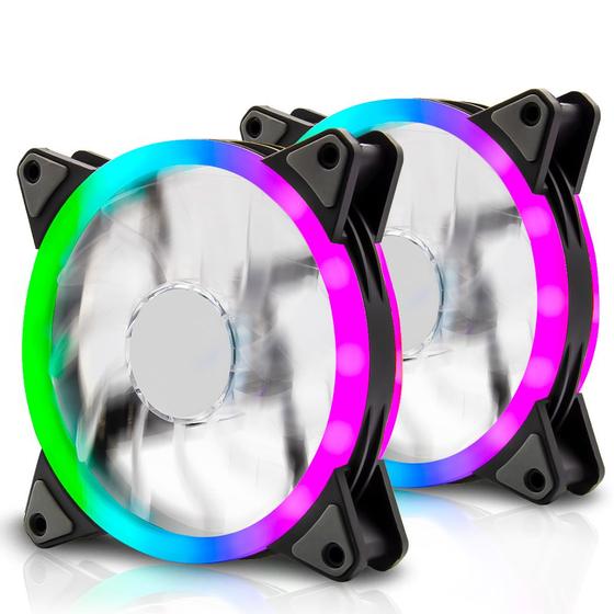 Kit 2 Cooler Led Cor Rgb Fans Refrigera Super Potente Menor preço em Kit 2 Cooler Led Cor Rgb Fans Refrigera Super Potente