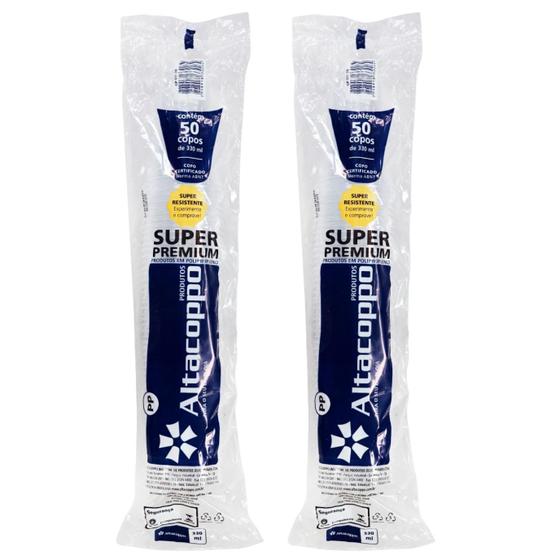 Imagem de Kit 2 Copo De Plástico Pp 330ml Transparente Com 50Un Cada