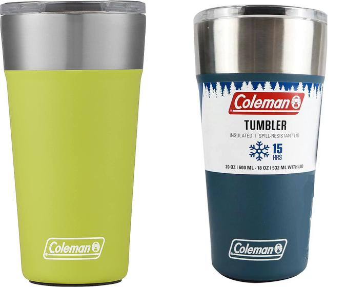 Imagem de Kit 2 Copo Térmico de Cerveja C/abridor 600ml Coleman Light Green / Azul 