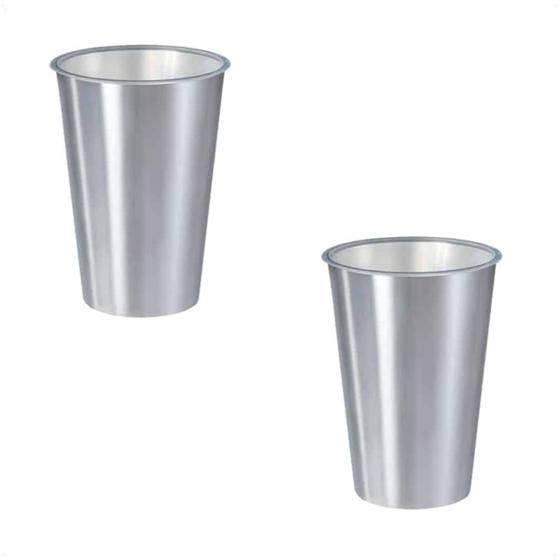 Imagem de Kit 2 Copos 500 ML Label Inox 14x8,5cm Leve Prático Multiuso
