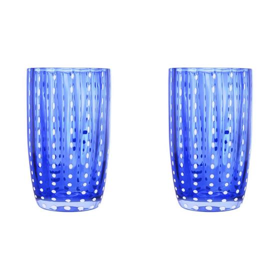 Imagem de Kit 2 Copos Alto de Vidro para Água Sucos e Refrigerante Orquídea Azul 500ml Wolff