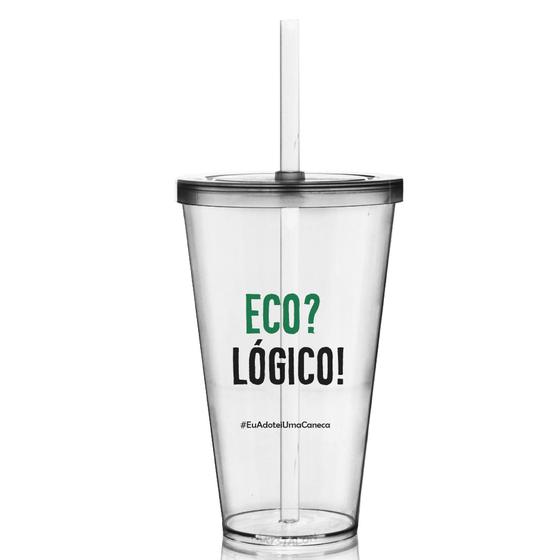 Imagem de Kit 2 Copos Com Tampa E Canudo Personalizados Eco Logico