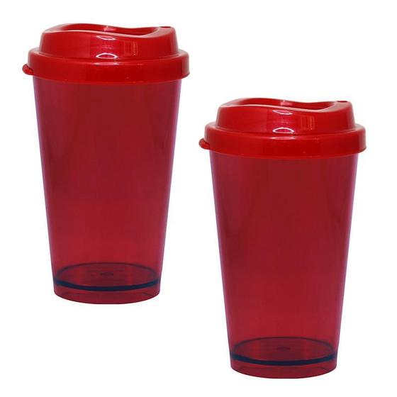 Imagem de Kit 2 Copos Cristal Mug Vermelho 320Ml Plástico