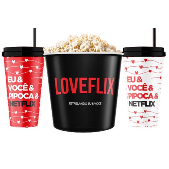 Imagem de Kit 2 Copos e Balde NetFlix Kit Cinema em Casa