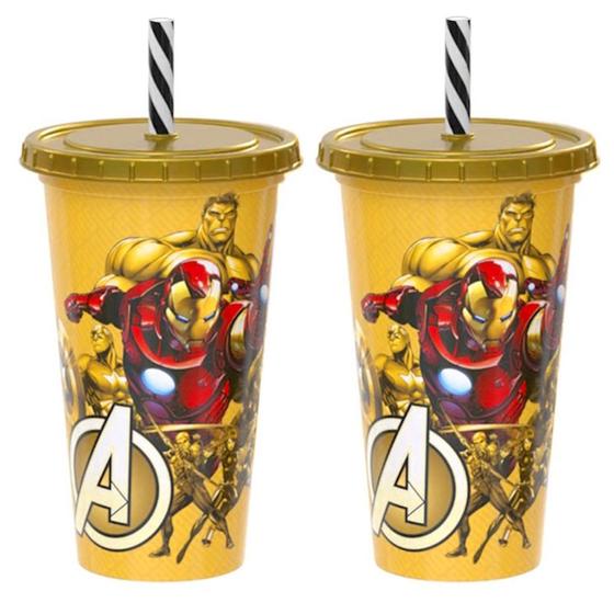 Imagem de Kit 2 Copos Homem de Ferro Iron Man 500ml Infantil Original