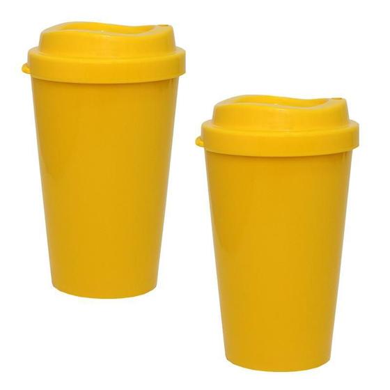 Imagem de Kit 2 Copos Mug Amarelo 320Ml Plástico Premium