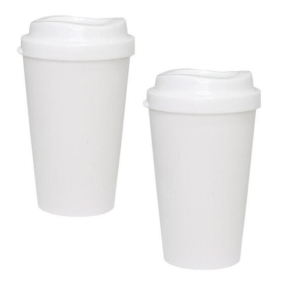 Imagem de Kit 2 Copos Mug Branco 320Ml Plástico Premium