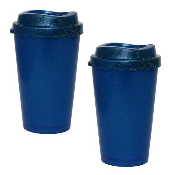 Imagem de Kit 2 Copos Mug Fibra Madeira Greencolors Azul 320Ml