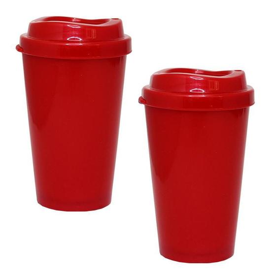 Imagem de Kit 2 Copos Mug Vermelho 320Ml Plástico Premium