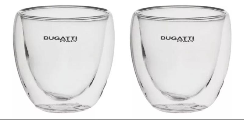 Imagem de Kit 2 Copos Parede Dupla Vidro 250ml Chá Café Bugatti Itly