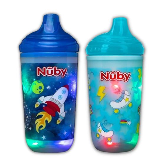 Imagem de Kit 2 copos pisca-pisca térmico com bico rigido 300ml nuby antivazamento