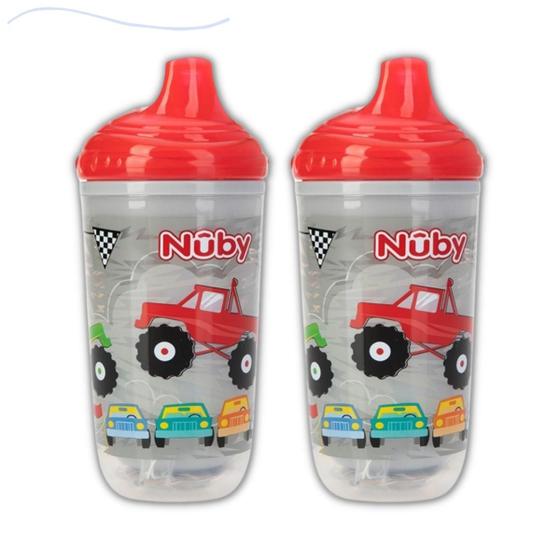 Imagem de Kit 2 copos pisca-pisca térmico com bico rigido 300ml nuby antivazamento