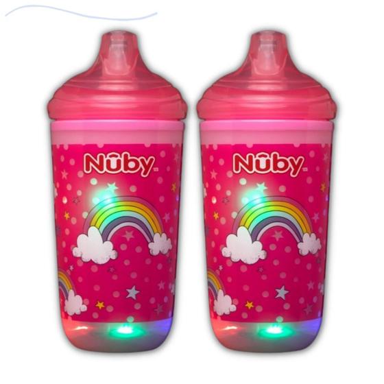 Imagem de Kit 2 copos pisca-pisca térmico com bico rigido 300ml nuby antivazamento