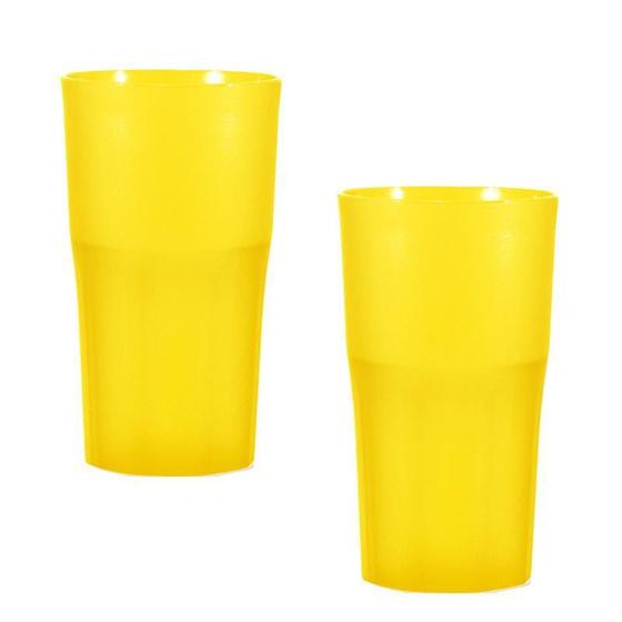 Imagem de Kit 2 Copos Roma Amarelo 360Ml Plástico Premium