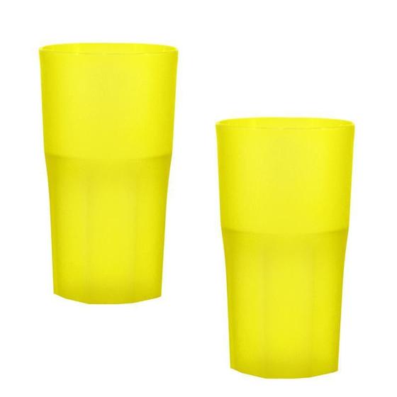 Imagem de Kit 2 Copos Roma Amarelo Neon 360Ml Plástico Premium