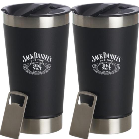 Imagem de Kit 2 Copos térmicos Jack Daniel's INOX 650ml Preto