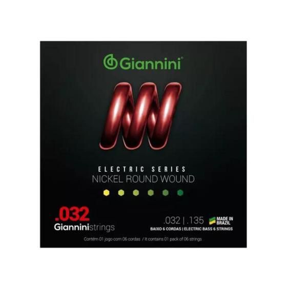 Imagem de kit 2 Cordas Giannini GEEBRS Nickel Round P/ Baixo 6C 032