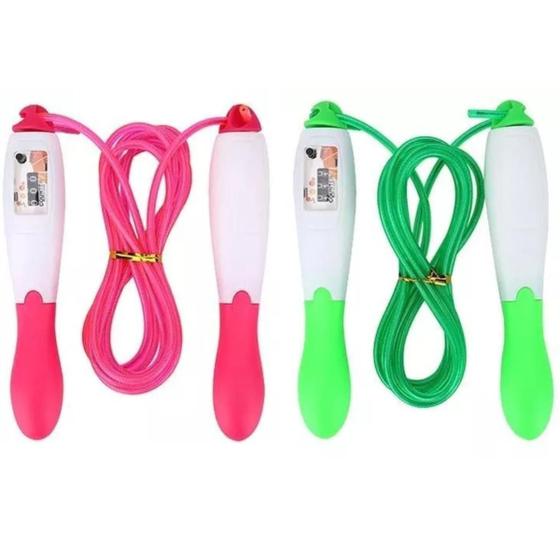 Imagem de Kit 2 Cordas Para Pular Contador Automatico Ajustável Conta Giros